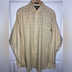 Daniel Cremieux Yellow Checkered Tailored Fit Casual Button Down Shirt Men’s XL